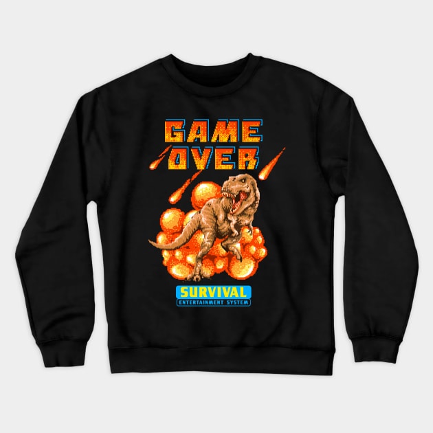 8-Bit Game Over Dinosaur Crewneck Sweatshirt by machmigo